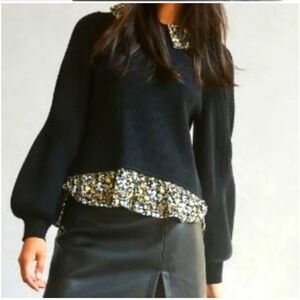 Anthropologie Maeve pullover Balloon Sleeves twofer sweater Size XS